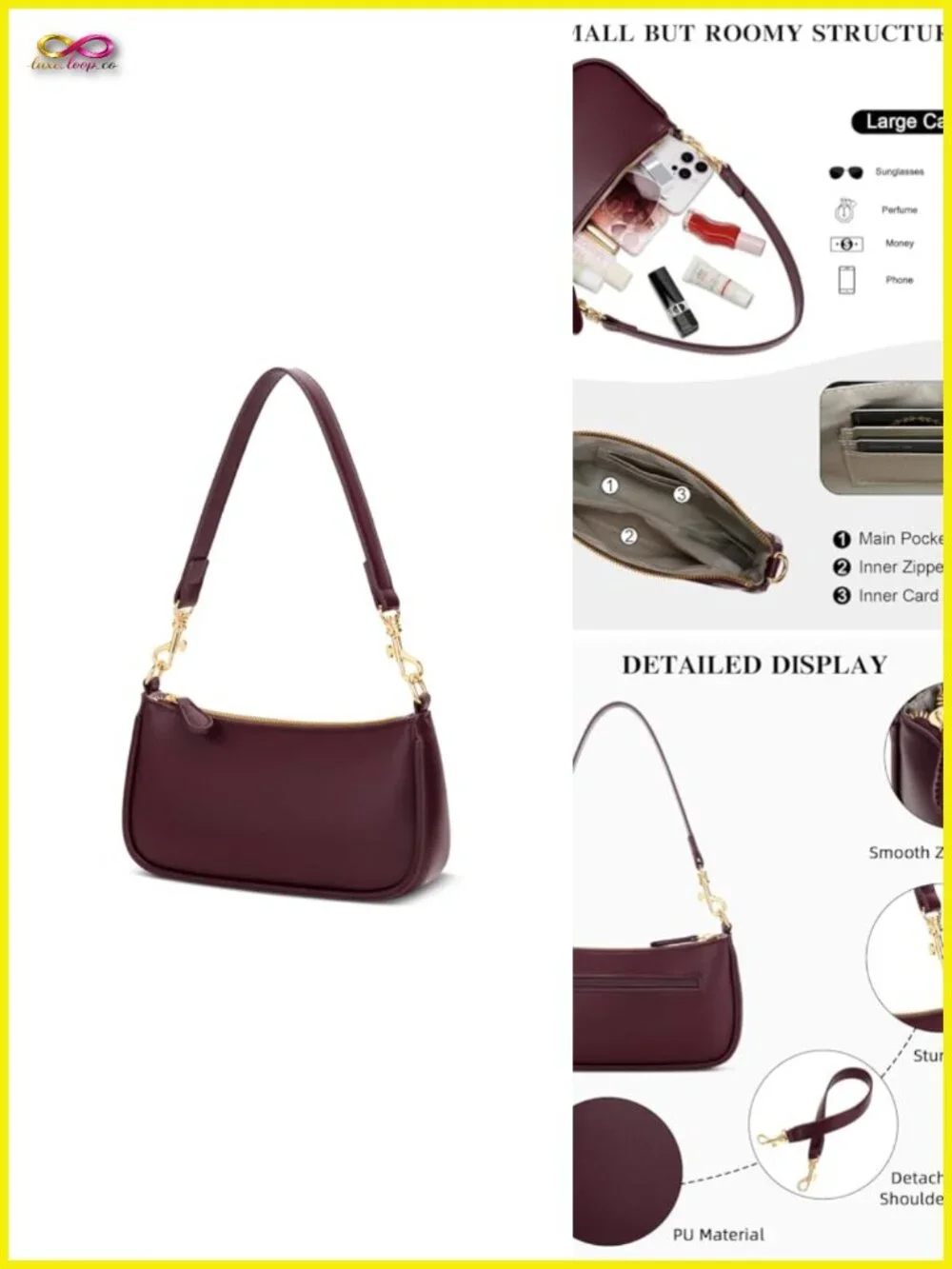 Vegan Leather Mini Shoulder Bag with Removable Strap